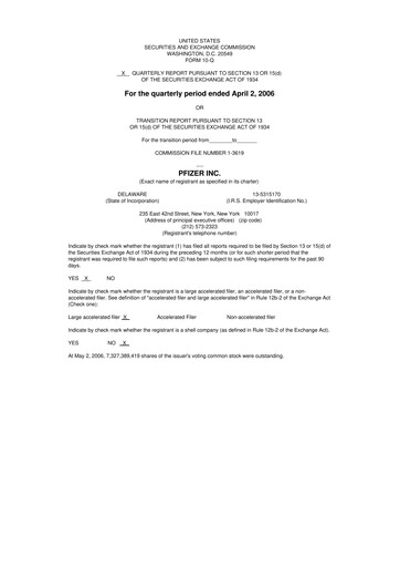 Thumbnail Pfizer 10-Q Quarterly Report FY 