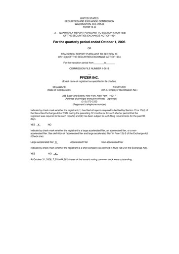 Miniature Pfizer 10-Q Rapport trimestriel  