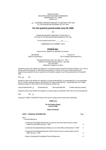 Thumbnail Pfizer 10-Q Quarterly Report FY 