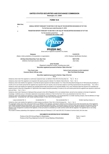 Thumbnail Pfizer 10-K Annual Report 2016