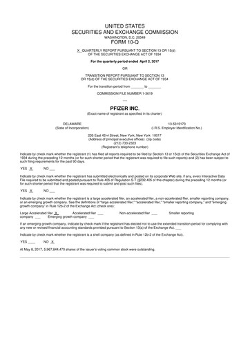 Miniature Pfizer 10-Q Rapport trimestriel 2017 