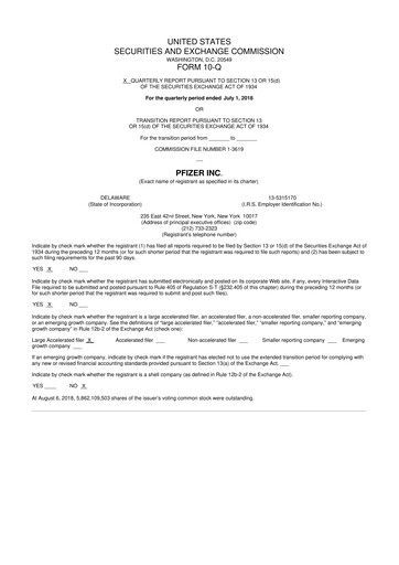 Miniature Pfizer 10-Q Rapport trimestriel 2018 