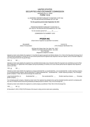 Miniature Pfizer 10-Q Rapport trimestriel 2018 