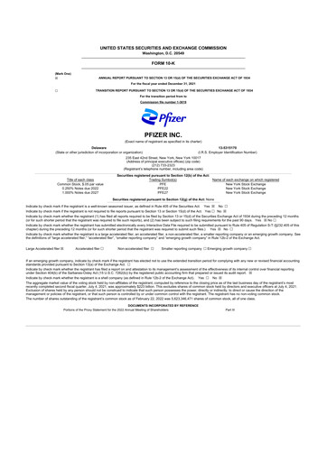 Thumbnail Pfizer 10-K Annual Report 2021