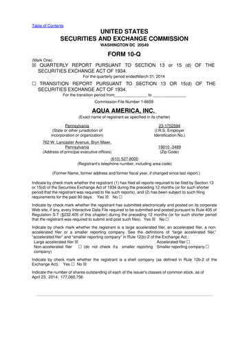 Thumbnail Essential Utilities
 10-Q Quarterly Report FY2014 