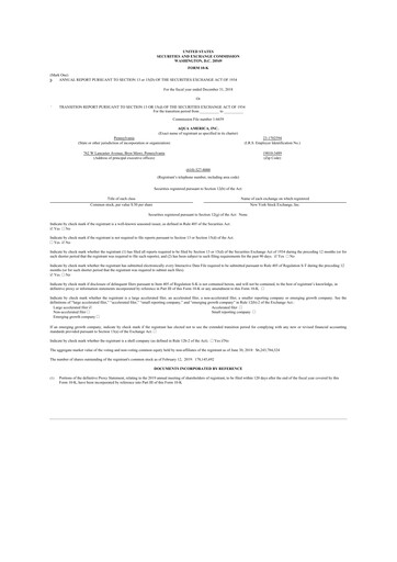 Thumbnail Essential Utilities
 10-K Annual Report 2018