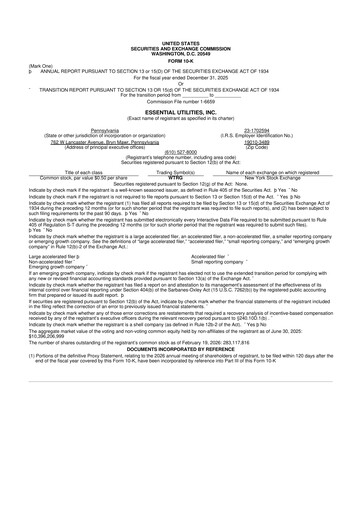 Thumbnail Essential Utilities
 10-K Annual Report 2025