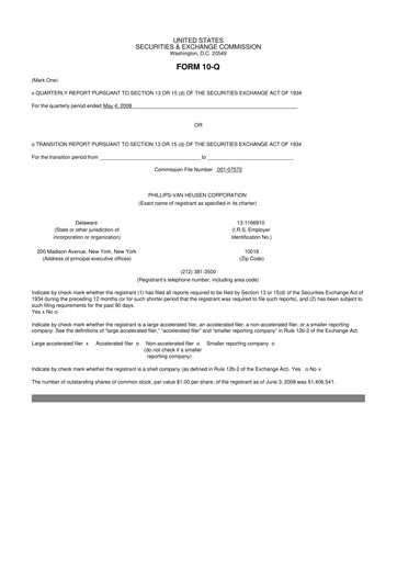 Thumbnail PVH Corp.
 10-Q Quarterly Report FY 