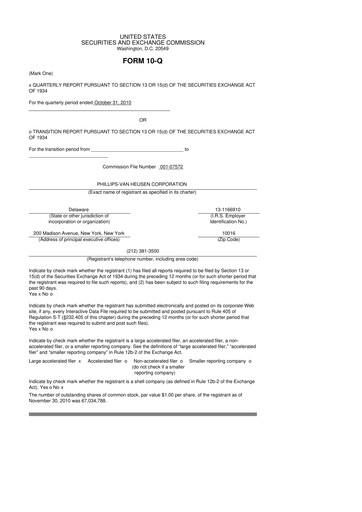 Thumbnail PVH Corp.
 10-Q Quarterly Report FY2010 