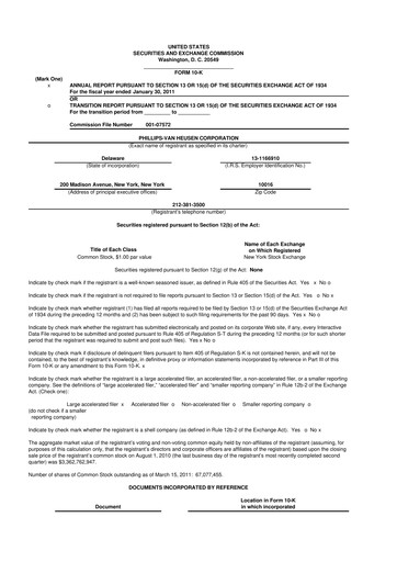 Thumbnail PVH Corp.
 10-K Annual Report 2010