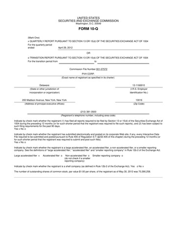 Thumbnail PVH Corp.
 10-Q Quarterly Report FY2012 