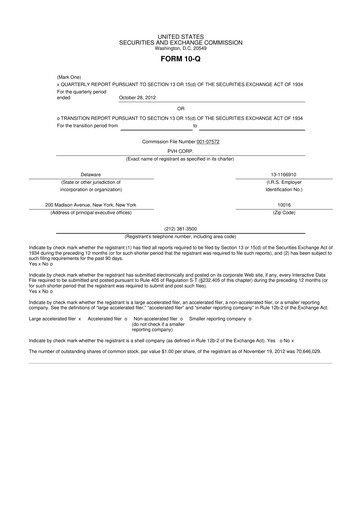 Thumbnail PVH Corp.
 10-Q Quarterly Report FY2012 