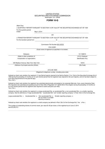 Thumbnail PVH Corp.
 10-Q Quarterly Report FY2014 