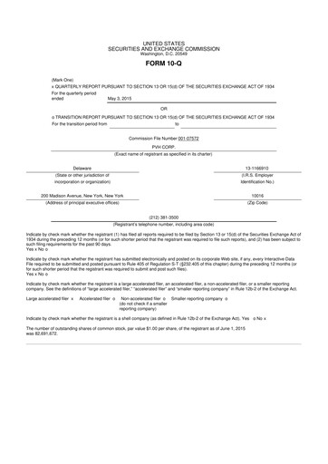 Thumbnail PVH Corp.
 10-Q Quarterly Report FY2015 