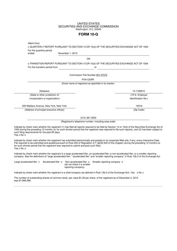 Thumbnail PVH Corp.
 10-Q Quarterly Report FY2015 