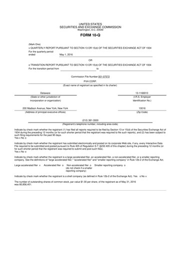 Thumbnail PVH Corp.
 10-Q Quarterly Report FY2016 