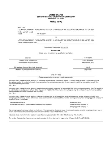 Thumbnail PVH Corp.
 10-Q Quarterly Report FY2017 