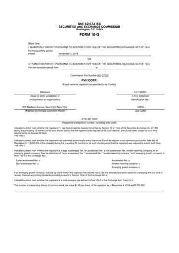 Thumbnail PVH Corp.
 10-Q Quarterly Report FY2018 