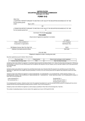 Thumbnail PVH Corp.
 10-Q Quarterly Report FY2019 