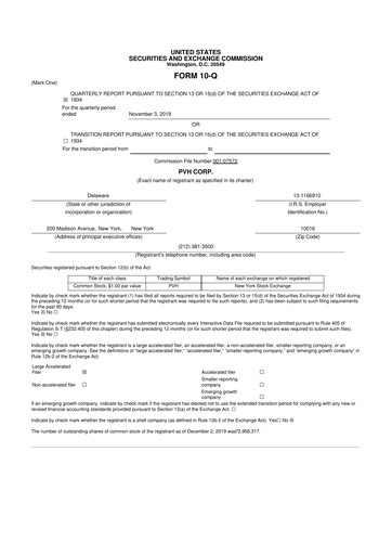 Thumbnail PVH Corp.
 10-Q Quarterly Report FY2019 