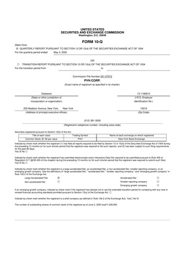 Thumbnail PVH Corp.
 10-Q Quarterly Report FY2020 
