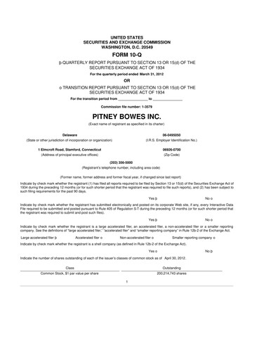 Miniature Pitney Bowes 10-Q Rapport trimestriel 2012 