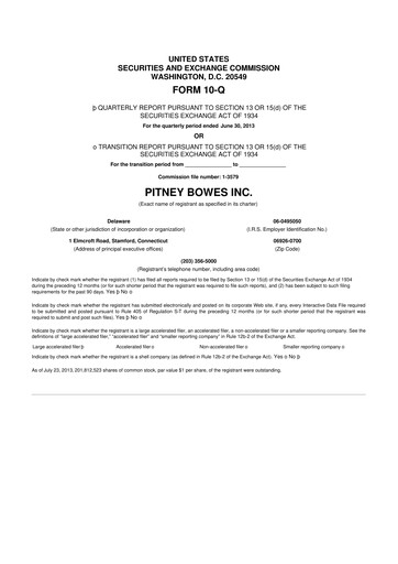 Miniature Pitney Bowes 10-Q Rapport trimestriel 2013 