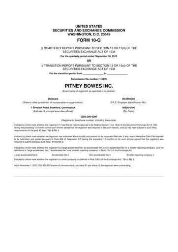 Miniature Pitney Bowes 10-Q Rapport trimestriel 2013 