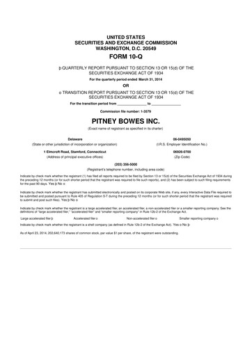 Miniature Pitney Bowes 10-Q Rapport trimestriel 2014 