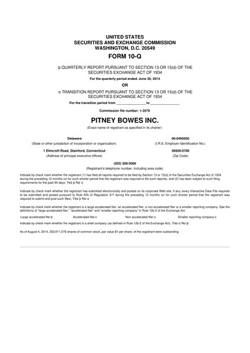 Miniature Pitney Bowes 10-Q Rapport trimestriel 2014 