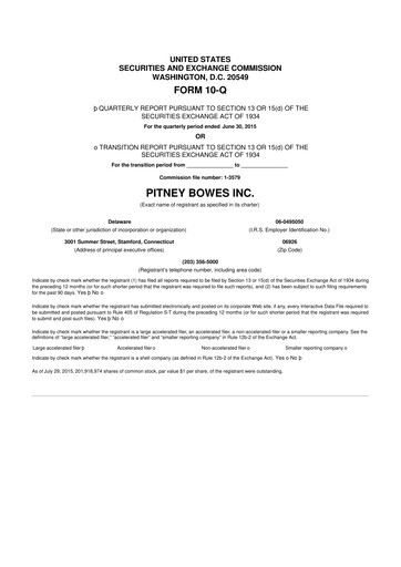 Miniature Pitney Bowes 10-Q Rapport trimestriel 2015 