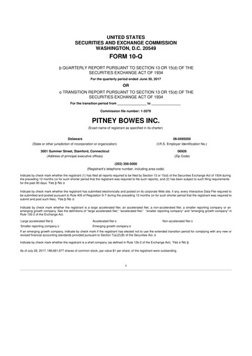 Miniature Pitney Bowes 10-Q Rapport trimestriel 2017 