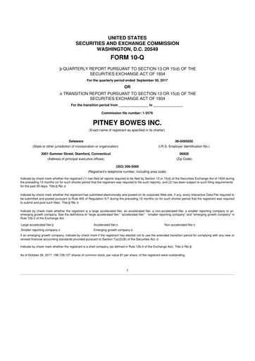 Miniature Pitney Bowes 10-Q Rapport trimestriel 2017 