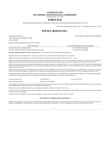 Miniature Pitney Bowes 10-K Rapport annuel 2017