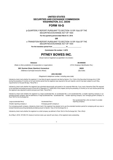 Miniature Pitney Bowes 10-Q Rapport trimestriel 2018 