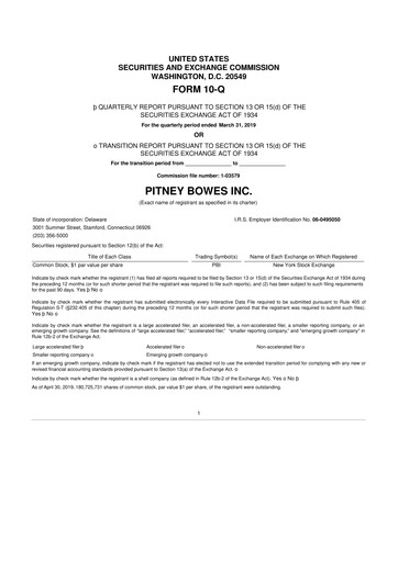 Miniature Pitney Bowes 10-Q Rapport trimestriel 2019 