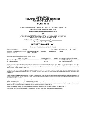 Miniature Pitney Bowes 10-Q Rapport trimestriel 2020 