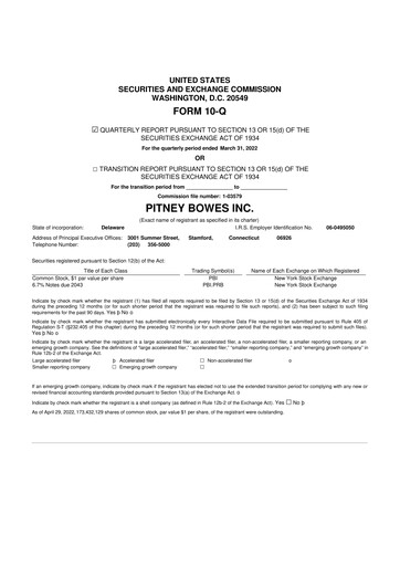 Miniature Pitney Bowes 10-Q Rapport trimestriel 2022 