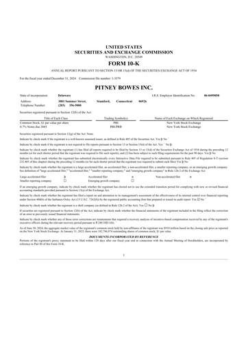 Miniature Pitney Bowes 10-K Rapport annuel 2024