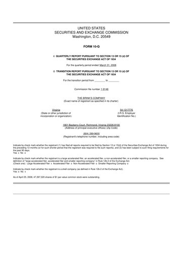 Thumbnail Brink's
 10-Q Quarterly Report FY 