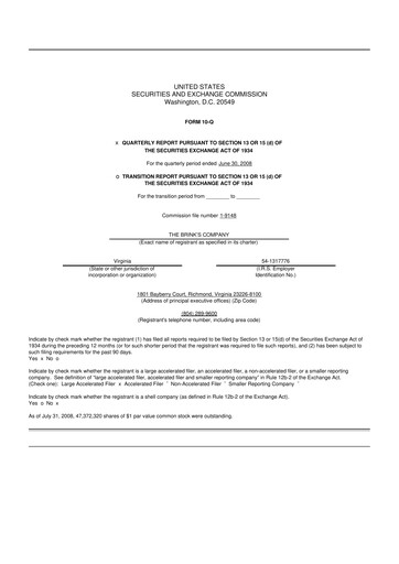 Thumbnail Brink's
 10-Q Quarterly Report FY 