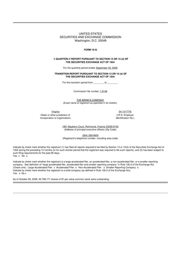 Thumbnail Brink's
 10-Q Quarterly Report FY 