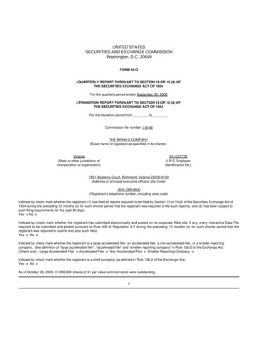 Thumbnail Brink's
 10-Q Quarterly Report FY 