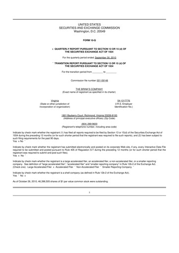 Thumbnail Brink's
 10-Q Quarterly Report FY2010 