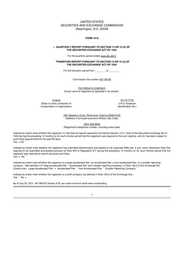 Thumbnail Brink's
 10-Q Quarterly Report FY2011 