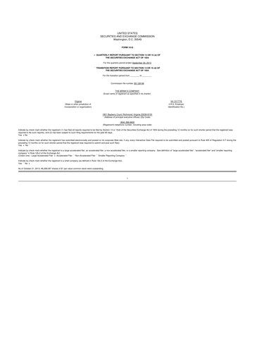 Thumbnail Brink's
 10-Q Quarterly Report FY2013 