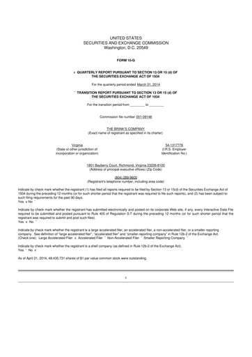 Thumbnail Brink's
 10-Q Quarterly Report FY2014 