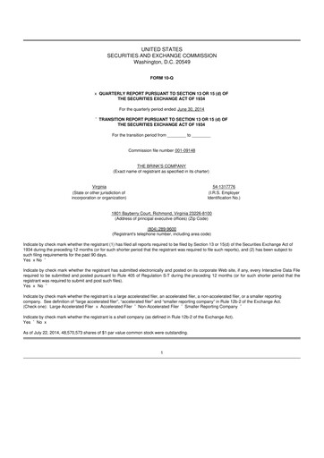 Thumbnail Brink's
 10-Q Quarterly Report FY2014 