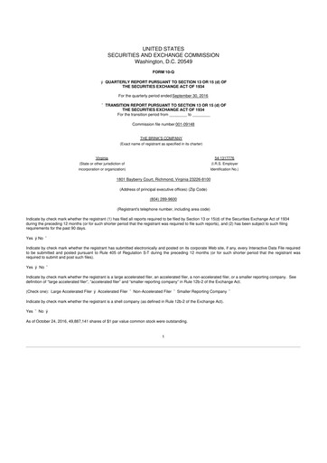 Thumbnail Brink's
 10-Q Quarterly Report FY2016 