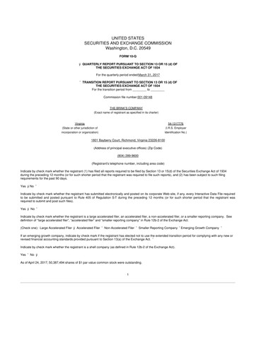 Thumbnail Brink's
 10-Q Quarterly Report FY2017 